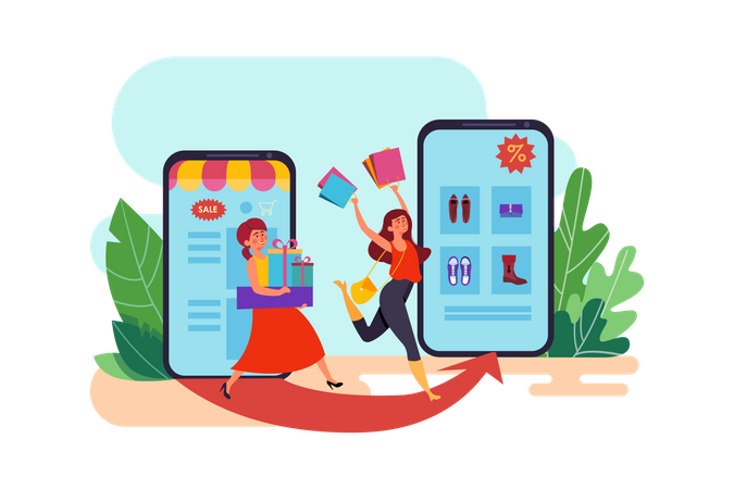 Shopping en ligne  Illustration