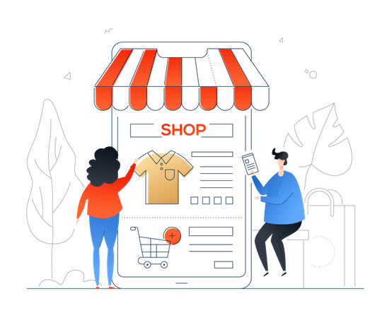 Shopping en ligne  Illustration
