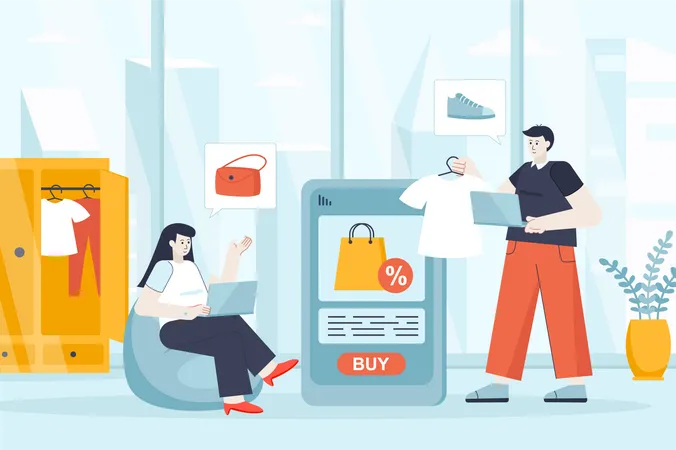 Shopping en ligne  Illustration