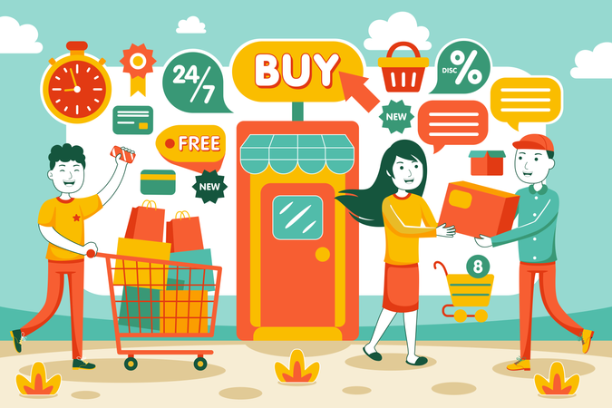 Shopping en ligne  Illustration