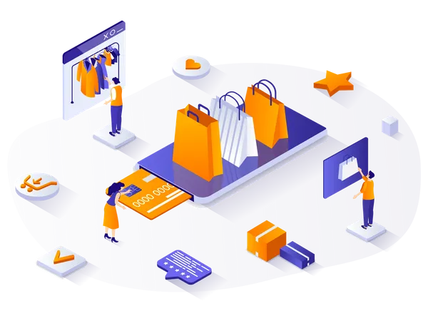 Shopping en ligne  Illustration