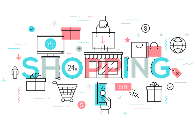 Shopping en ligne  Illustration