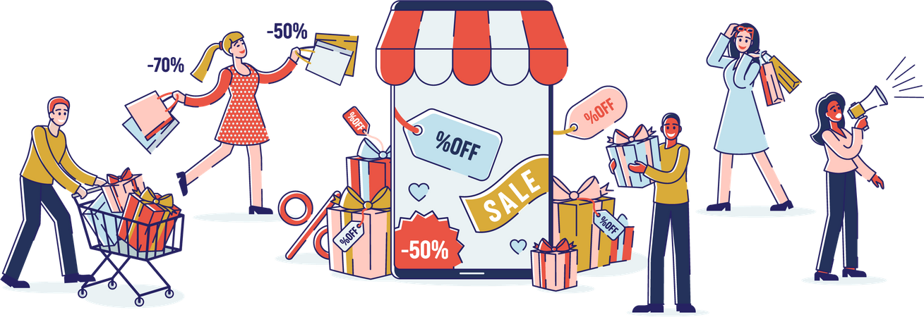 Shopping en ligne  Illustration