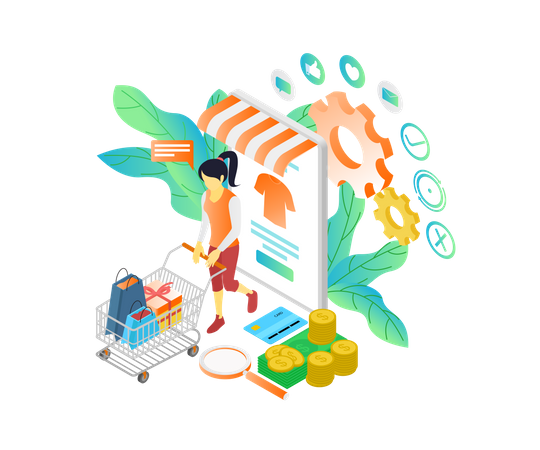 Shopping en ligne  Illustration