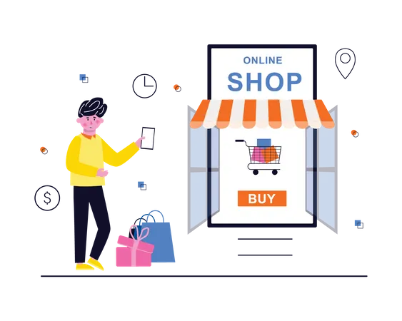 Shopping en ligne  Illustration