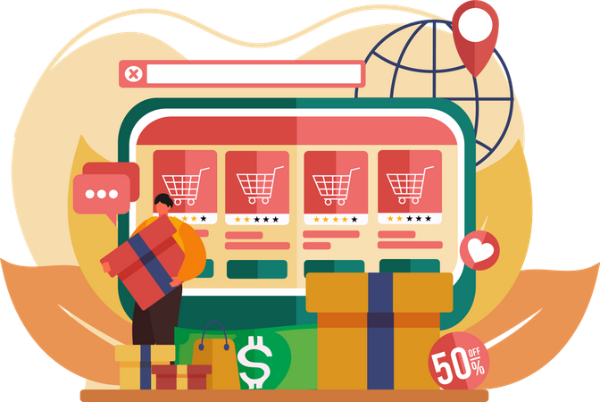 Shopping en ligne  Illustration