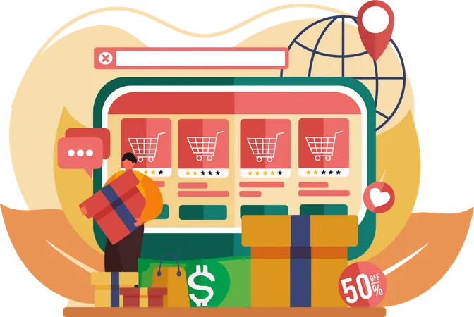 Shopping en ligne  Illustration