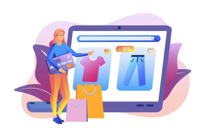 Shopping en ligne  Illustration