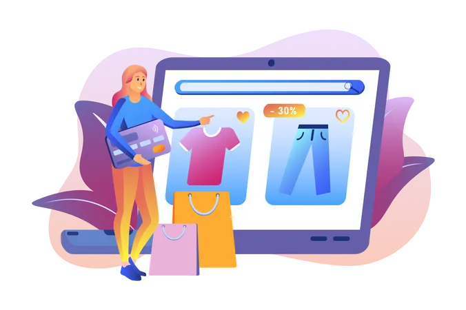 Shopping en ligne  Illustration