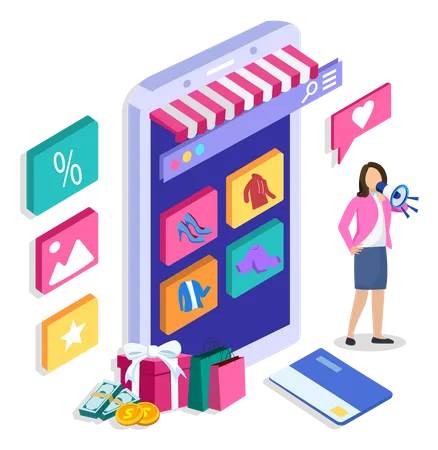 Shopping en ligne  Illustration