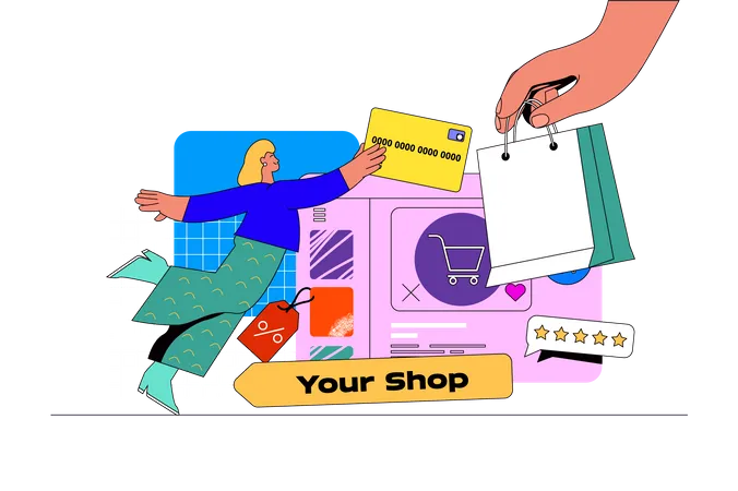 Shopping en ligne  Illustration