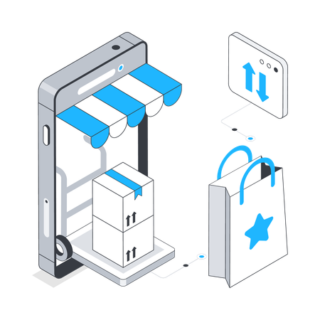 Livraison des commandes d'achats en ligne  Illustration