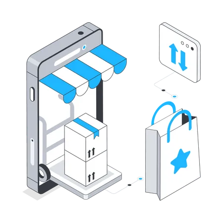 Livraison des commandes d'achats en ligne  Illustration