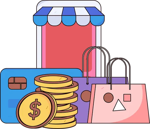 Achats en ligne et paiement des achats  Illustration