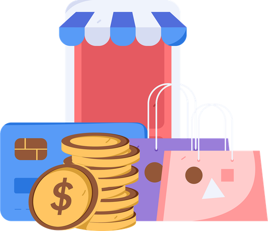 Achats en ligne et paiement des achats  Illustration