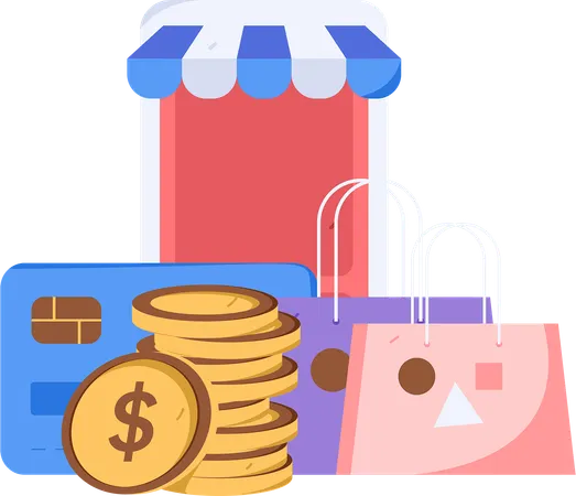 Achats en ligne et paiement des achats  Illustration