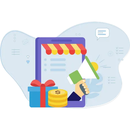 Marketing d'achat en ligne  Illustration