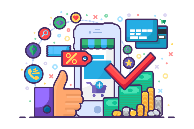 Achats en ligne mobiles  Illustration