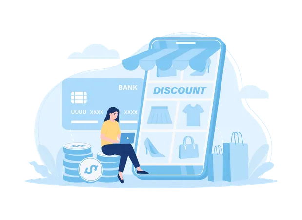 Paiement des achats en ligne  Illustration