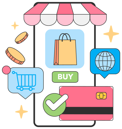 Paiement des achats en ligne  Illustration