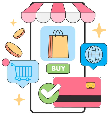 Paiement des achats en ligne  Illustration