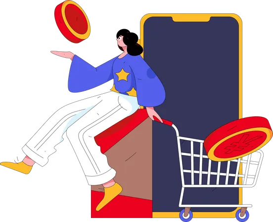 Paiement des achats en ligne  Illustration