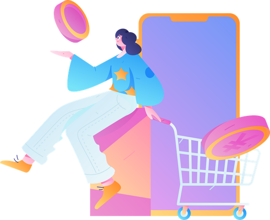 Paiement des achats en ligne  Illustration