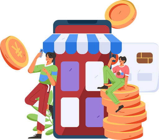 Paiement des achats en ligne  Illustration