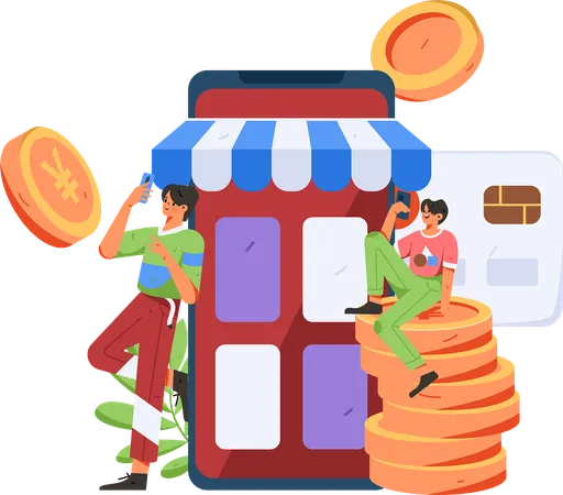 Paiement des achats en ligne  Illustration