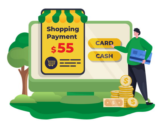 Paiement des achats en ligne  Illustration