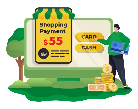 Paiement des achats en ligne  Illustration