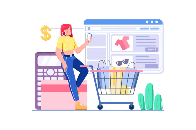 Paiement des achats en ligne  Illustration