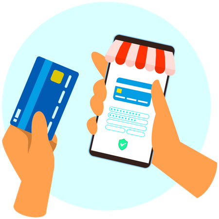 Paiement des achats en ligne  Illustration