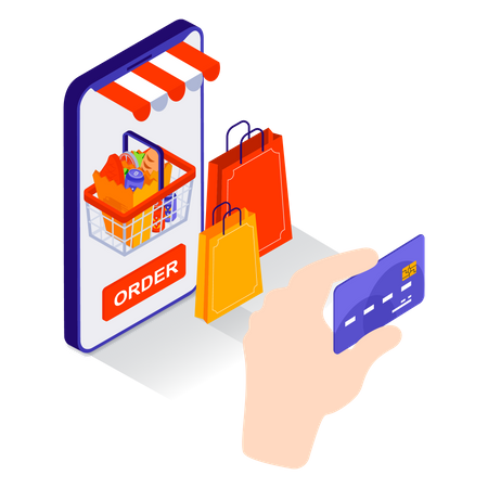 Paiement des achats en ligne  Illustration