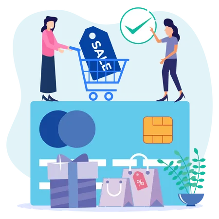 Paiement des achats en ligne  Illustration