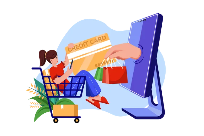 Paiement des achats en ligne  Illustration