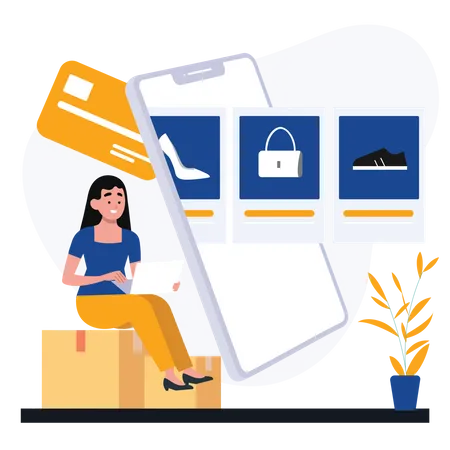 Paiement des achats en ligne  Illustration