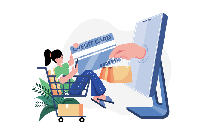 Paiement des achats en ligne  Illustration