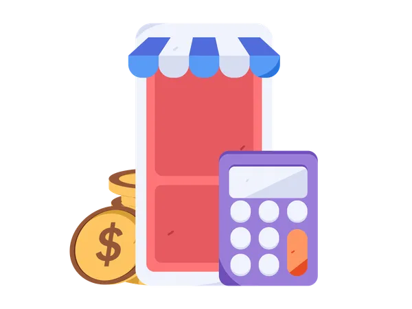 Calcul du paiement des achats en ligne  Illustration