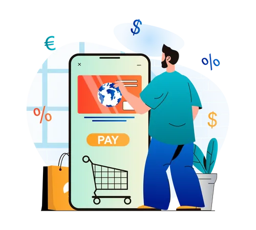 Paiement de la commande d'achat en ligne  Illustration