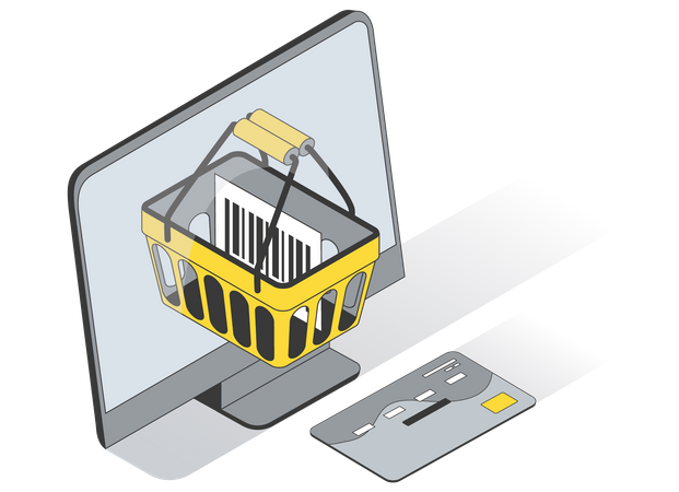 Paiement des achats en ligne par carte  Illustration