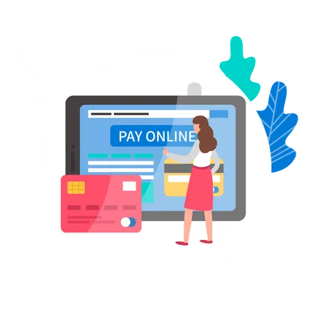 Paiement des achats en ligne par paiement par carte  Illustration