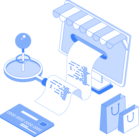 Reçu de paiement des achats en ligne  Illustration