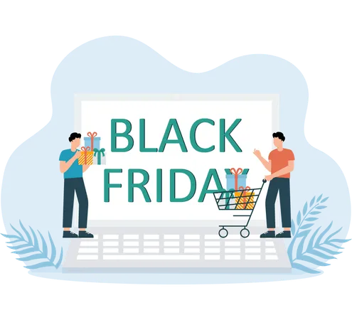 Shopping en ligne à l'occasion de la célébration du Black Friday  Illustration