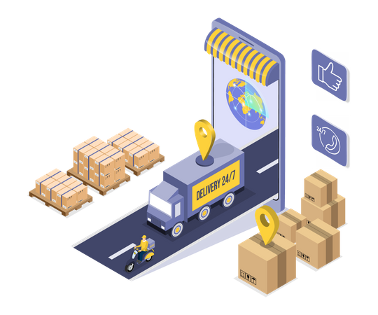 Application de service de logistique d'achat en ligne  Illustration