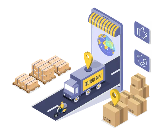 Application de service de logistique d'achat en ligne  Illustration