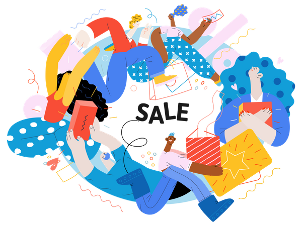 Vente d'achats en ligne  Illustration