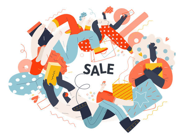 Vente d'achats en ligne  Illustration