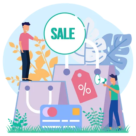 Marketing de vente d'achats en ligne  Illustration