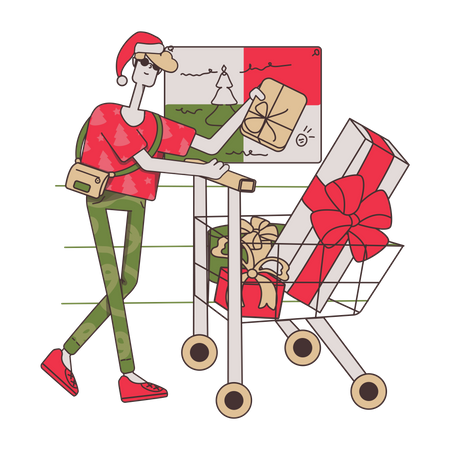 Acheter des cadeaux de Noël  Illustration